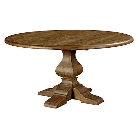 Traditional 60" Round Solid Wood Dining Table with Wood Base